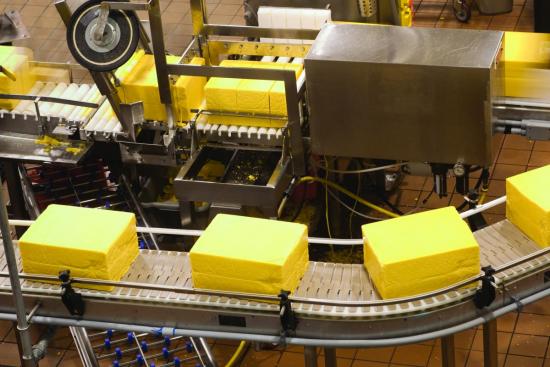 Food on conveyor