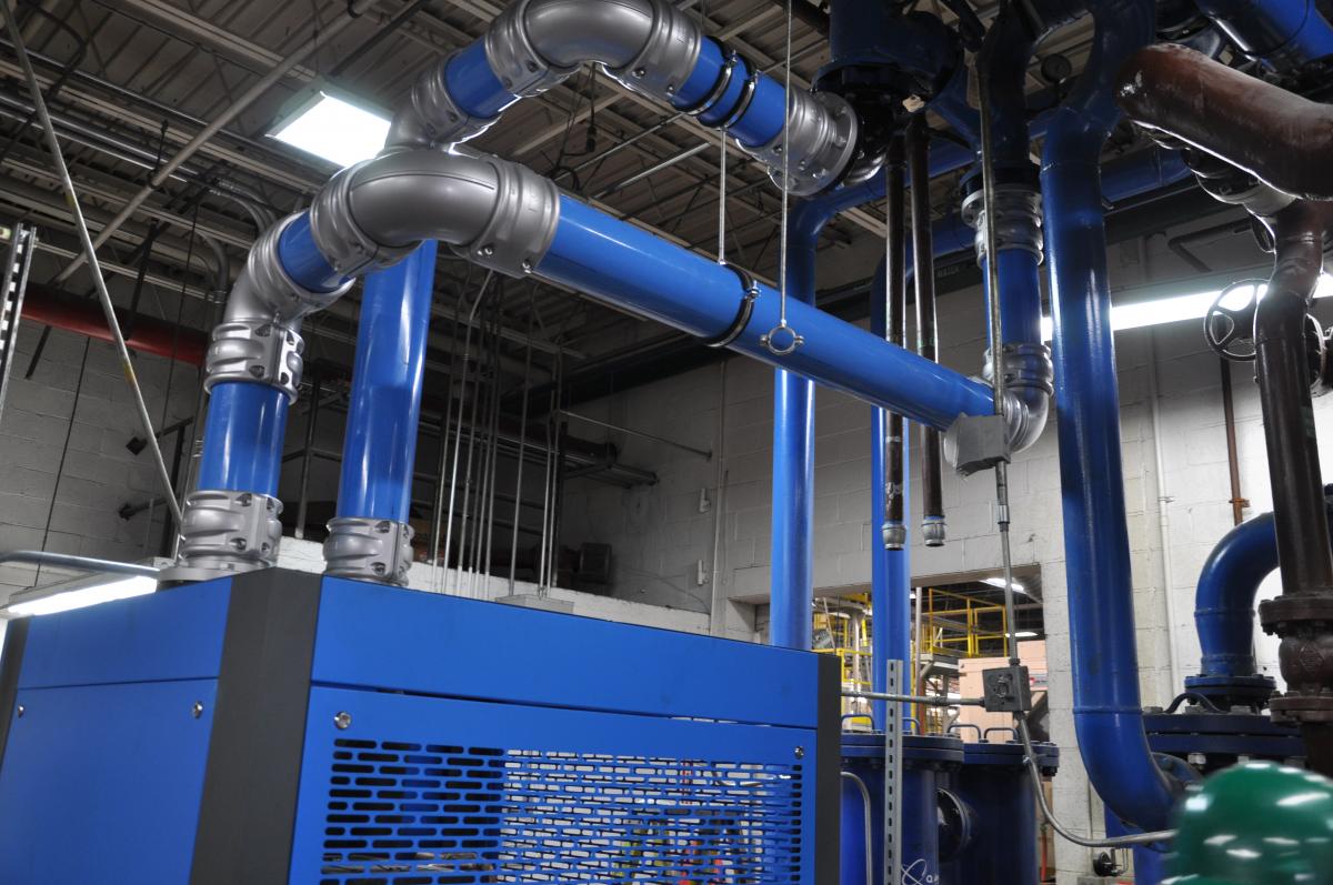 Parker Transair aluminum piping installation in compressor room
