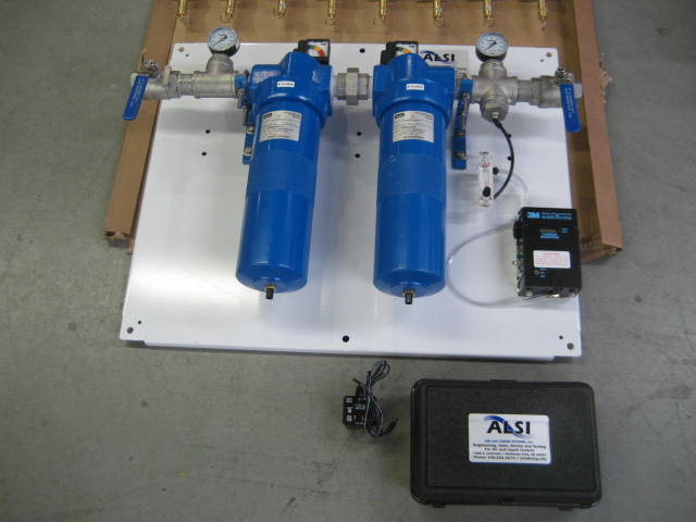 CO monitor panel with oil and odor removal filters