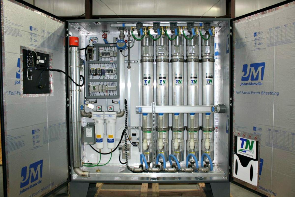 Custom-engineered nitrogen generator that stages from one to five modules