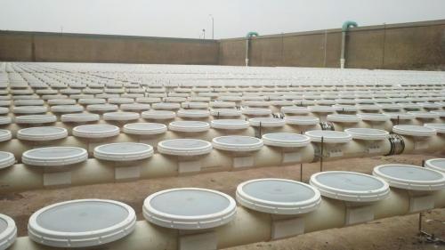 PTFE-coated membranes help the system distribute air consistently across the tank floor