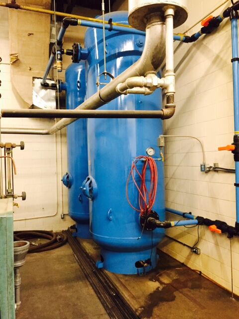 Dual 1060 gallon vertical air receivers with Transair piping