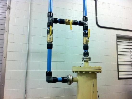 Mist eliminator filter and associated piping