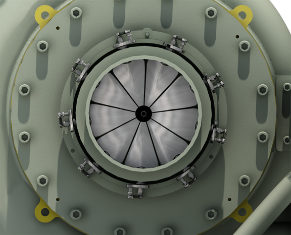 Front view of an IGV in fully closed position