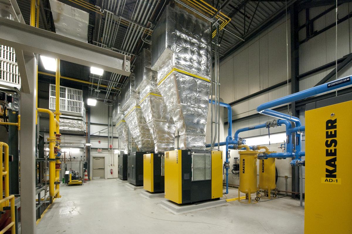 Heat from the new air compressors is recovered in the compressor area.
